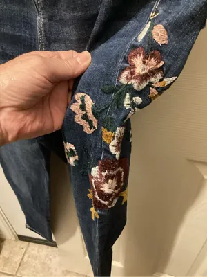 Knox Rose Blue Skinny Jeans with Side Floral Embroidery thumbnail 2