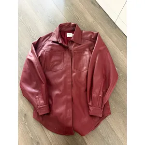 Aje Darci Burgundy Vegan Leather Shirt Jacket Fall Winter Size 6 thumbnail 5