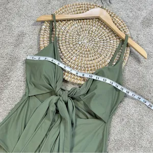 aerie Women’s Long Wrap Tie One Piece Full Coverage Swimsuit in Green L thumbnail 13