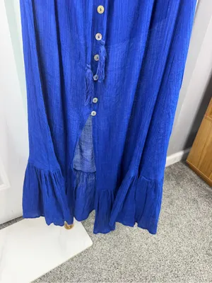 Bluivy Size L Royal Blue Strapless Button Front Maxi Dress thumbnail 5