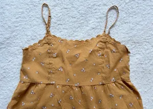 Aeropostale Floral Mini Dress - Mustard Yellow Tiered Babydoll Boho Sundress thumbnail 3