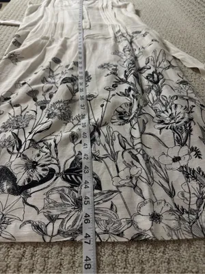 JANE + DELANCEY Floral Tie Waist Midi Dress Linen blend Sz XS thumbnail 8