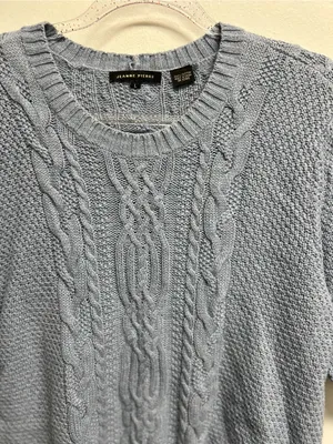 Jean Pierre Light Blue Cable-Knit Crewneck Sweater thumbnail 2