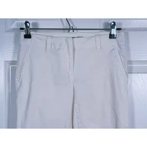Theory Womens Cotton Wide Leg Trouser Pants Size 0 White Old Money Quiet Luxury thumbnail 4