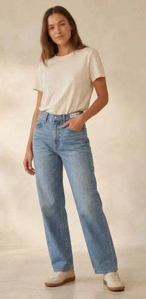 Aritzia Denim Forum The ‘90s So-Soft Hi-Rise Baggy Jean relaxed fit blue pockets size 26 thumbnail 1