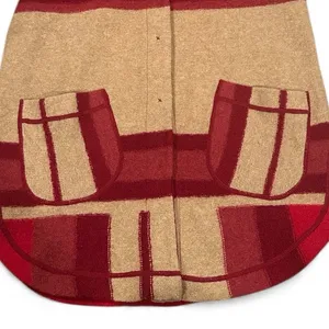 Anthropologie SPARROW Satra Red Plaid Wool Blanket Sweater Coat Barn Jacket S thumbnail 6