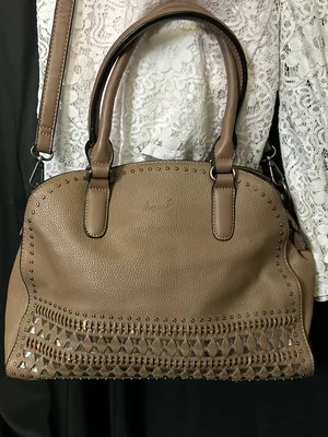 Mona B. Women's Taupe Studded Satchel Shoulder Bag Purse thumbnail 4