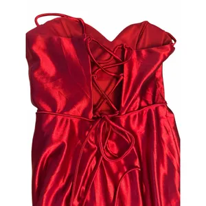 STACEES Red Satin Corset Gown Thigh-High Slit - Size 8 thumbnail 10