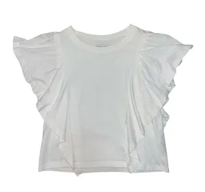 Madewell Hem & Thread White Holepunch Mix Flutter Top women’s size medium thumbnail 1