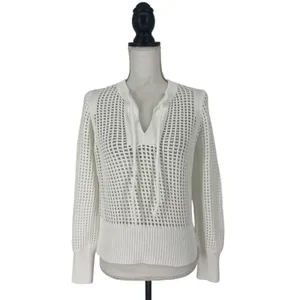 REPEAT White Perforated Drawstring Sweater‎ Size XXS thumbnail 3