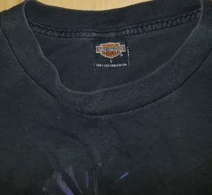 Vintage Harley Davidson Shirt Men L Black Chattahoochee Eagle Flag Faded Y2K USA thumbnail 3