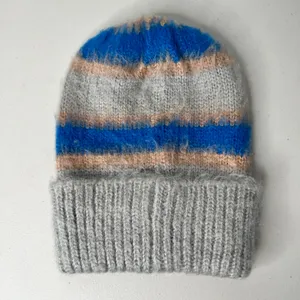 Free People Grey Striped Beanie Hat NWT thumbnail 4
