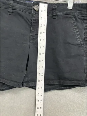 American Eagle Outfitters Black Chino Shorts Mid Rise Stretch Pockets Size 4 thumbnail 6
