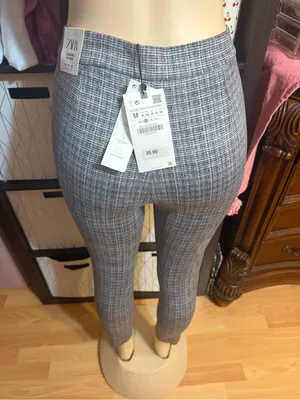 Zara Gray Plaid Skinny Ponte Pants thumbnail 3