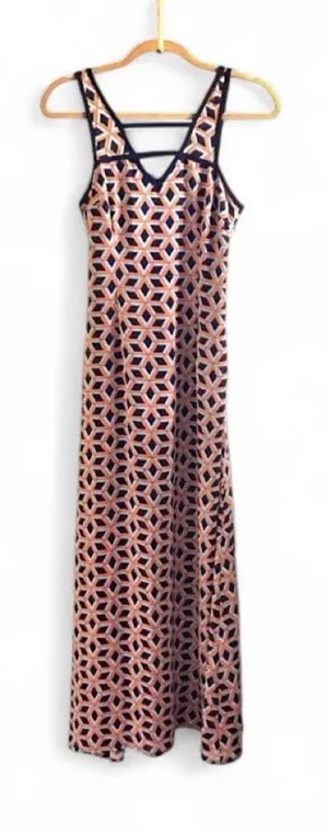 Altar'd State Orange & Navy Geometric Print Sleeveless Maxi Dress thumbnail 1