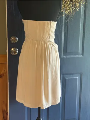 MM Couture by miss me Strapless Embroidered Cream Dress size M thumbnail 4