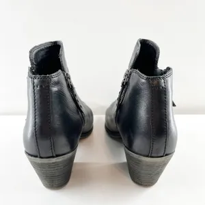 Frye Judith Leather Block Heel Almond Toe Zip Ankle Bootie Black 7 thumbnail 9