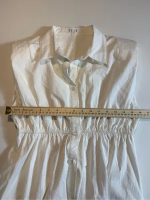 TCEC White‎ Cotton Shirt Dress Womens Small Sleeveless Tiered Midi Maxi thumbnail 5