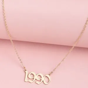 Personality Year 1990 Sterling Chain Gold Pendant Gift Necklace 19 inch thumbnail 1
