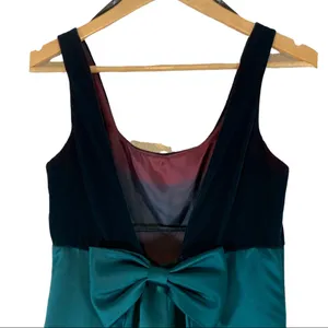 Vintage 1980s Regency Formal Gown Maxi Dress Size 3/4 Ombre teal and burgundy thumbnail 5