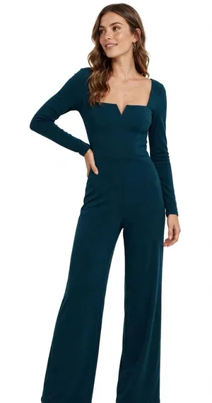 Urban Outfitters Teal Long Sleeve Jumpsuit Modern Womens M thumbnail 1