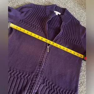 Coldwater Creek Purple Knit Zip Up Long Sleeve Sweater L thumbnail 6