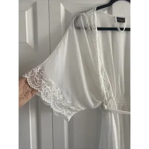 Seductive Wear By Cinema‎ Etoile White Chiffon Lace Robe XL Bridal thumbnail 3