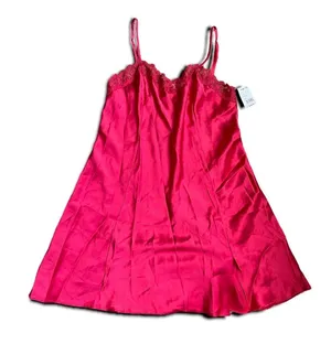 Red Satin Lace Dress Size M thumbnail 1