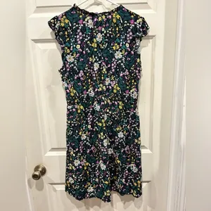 Old Navy Womens Floral Flutter Sleeve Mini Dress Black Yellow Purple Size Large‎ thumbnail 6