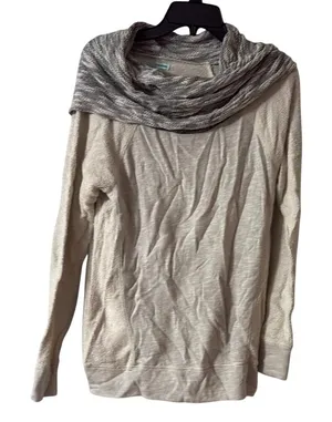 Maurices Cream‎ and Gray Cowl Neck Sweater Size Large thumbnail 1