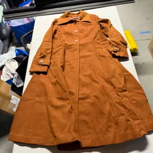 Vintage Camel Heavyweight Long Swing trench coat pockets size medium EUC thumbnail 1