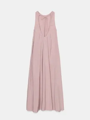 Zara LONG MAUVE FLOWY MAXI POCKETS DRESS sz L thumbnail 4
