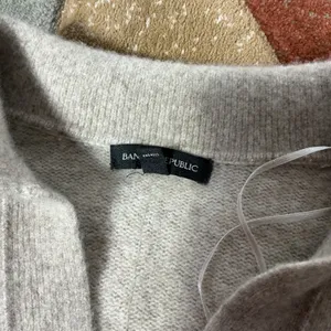 Banana Republic Johnny Collar Yak Wool Sweater Womens Small Oatmeal Marled Polo thumbnail 5