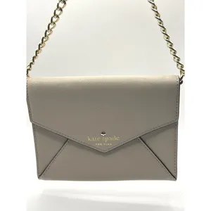 Kate‎ Spade New York Envelope Crossbody Bag Beige Saffiano Leather Gold Chain thumbnail 2