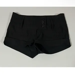 Black Solid Buttoned Cuffed Shorts Bottoms Size XS 🖤 thumbnail 2