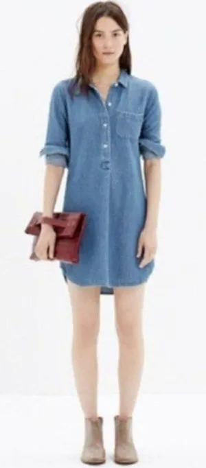 Madewell Chambray Popover Shirtdress Size M thumbnail 1