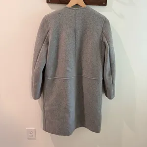 Trademark‎ Almond Collarless Coat Wool Blend Light Grey Size XS thumbnail 7