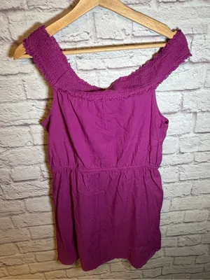 American Eagle Magenta smocked shoulder Dress women’s size‎ 6 thumbnail 2