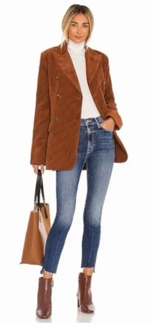 MOTHER The Stunner Zip Ankle Step Fray Walking On Coal Blue Denim Jeans Size 28 thumbnail 1