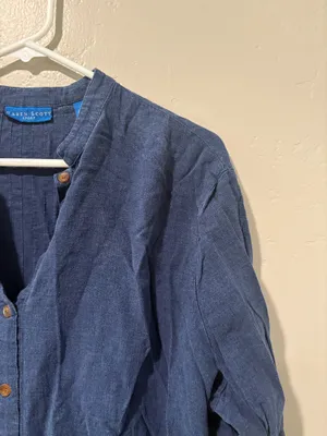 Karen Scott Navy Blue Long Sleeve Button Up thumbnail 3