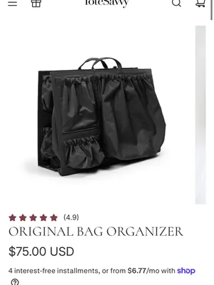 Tote savvy bag organizer Gray thumbnail 9