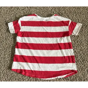 Old Navy Women's Red White Stripped Short Sleeve Front Pockets Tee‎ Size XS thumbnail 5