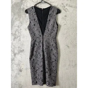 Alice + Olivia Black Lace Mini Dress XS V-Neck Cocktail‎ Party Elegant Size 0 thumbnail 3