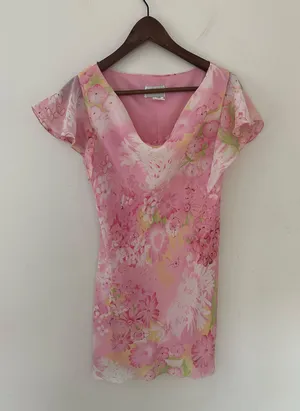 Cottagecore Prairie Petite Mini Dress Pink Size XS thumbnail 2