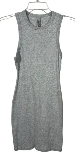 Skims Gray Ribbed Knit Stretch Cotton Rib Sleeveless Tank Dress Small S Minimal thumbnail 1