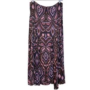 Farm Rio Bohemian Silky Satin Pineapple Ikat A-Line Midi Maxi Skirt Size Large thumbnail 10