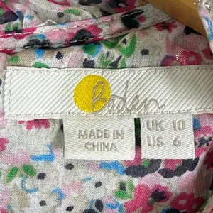 Boden‎ Floral Ruffle Neck Metallic Lurex Blouse Pink Blue US 6 UK 10 T1193 thumbnail 2
