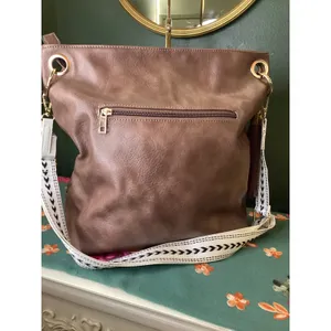 Unbranded Large Tote Bag Brown Vegan Leather Boho Tassel Guitar Strap‎ thumbnail 3