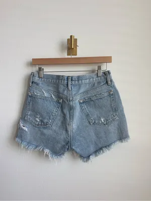 AGOLDE Parker Distressed Cutoff Denim Shorts Light Wash Raw Hem Women's 26 thumbnail 4