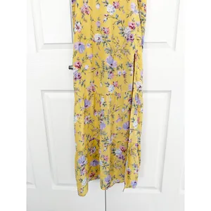 Abercrombie & Fitch Butter Yellow Floral Tiered Maxi Dress Tie Strap Romantic thumbnail 5
